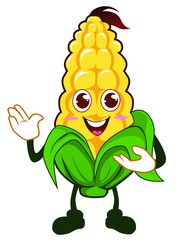 corn mascot cartoon in vector
