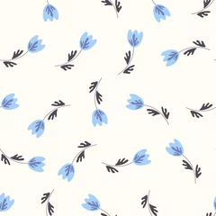 Deurstickers Vlinders Naadloos bloemenpatroon op basis van traditionele volkskunstornamenten. Kleurrijke bloemen op lichte achtergrond. Scandinavische stijl. Scandinavische stijl in Zweden. Vector illustratie. Eenvoudig minimalistisch patroon