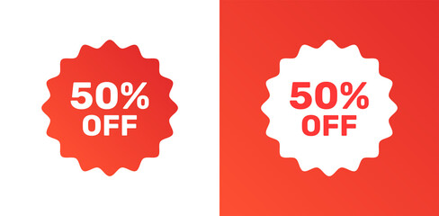 Sale 50 off sticker, discount tags design template, vector illustration