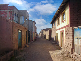 Fototapeta na wymiar Old Peruvian villages on the road to Puno close to Lake Titicaca.