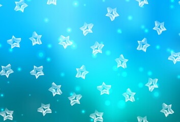 Light BLUE vector pattern with christmas stars.