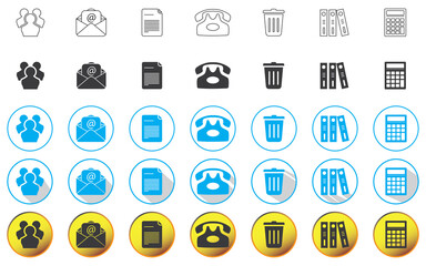 Office icon set, template elements for web and mobile applications
