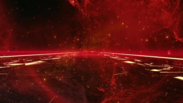 Neon Light Abstract bright with Nebula Background loop. 3D rendering. Futuristic VJ motion graphics, EDM club concert and high tech background. Projection mapping concept. 