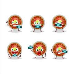 Photographer profession emoticon with bowl of chili cartoon character