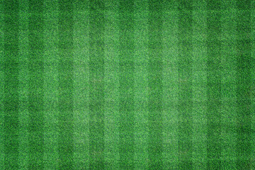 Green lawn soccer, football field. Striped grass texture for sport background.