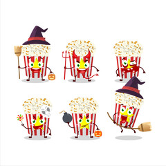 Halloween expression emoticons with cartoon character of pop corn