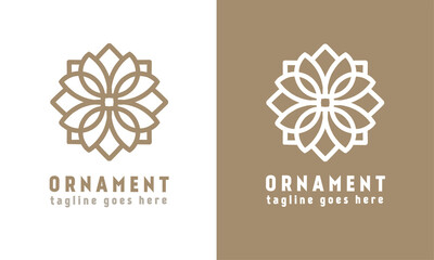 Luxury floral ornament vector logo template. symmetrical line art logo type. monogram design