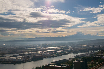 sunset over the city