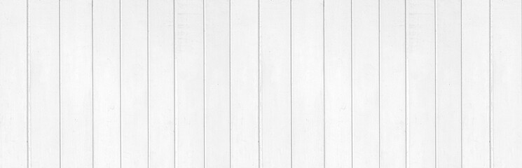 Panorama of New white vintage wooden wall texture and background seamless or a white wooden fence - Powered by Adobe
