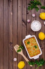 Vegetable casserole with shrimp