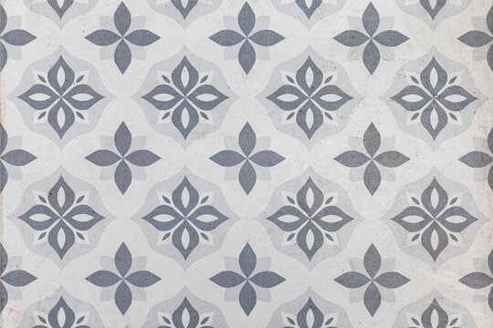 Patterned white glazed mosaic wall tile pattern and background seamless