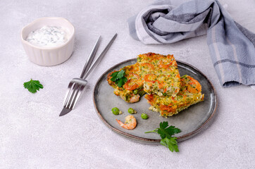 Vegetable casserole with shrimp