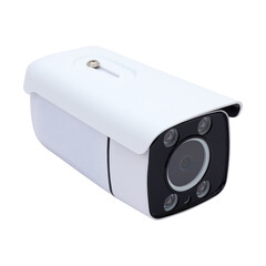 Obraz premium White closed-circuit television camera isolated on white background, closeup. Security concept