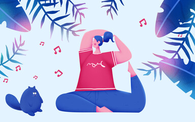 Weight loss exercise fitness yoga noise illustration