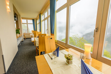 Interior of a hotel restaurant.