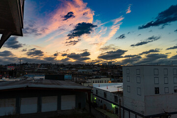 sunrise over the city