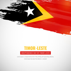 Happy independence day of Timor-Leste with brush style watercolor country flag background