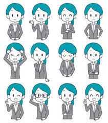 ビジネスウーマン　表情セット