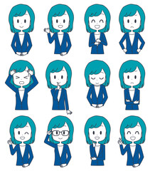 ビジネスウーマン　表情セット