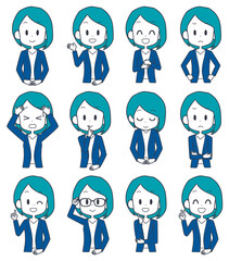 ビジネスウーマン　表情セット