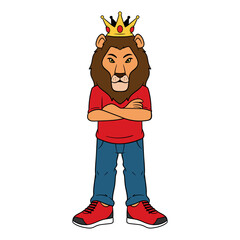 Cartoon Lion Character Wearing Crown Illustration