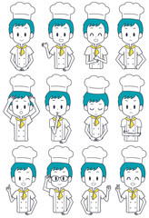 シェフ　男性　表情セット