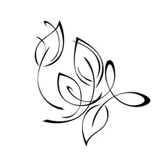 ornament 1710. unique decorative element with stylized leaves and curls in black lines on a white background
