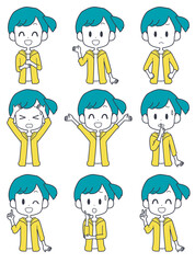 女の子　表情セット