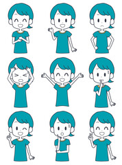 女の子　表情セット