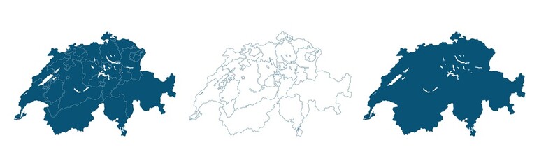 Switzerland Vector Map Regions Isolated on white