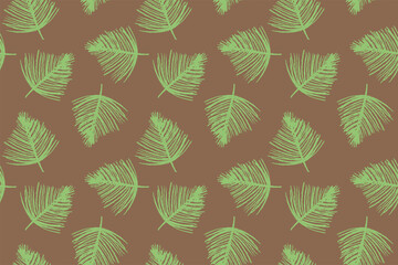 Tropical background with palm leaves ornament. Vector seamless pattern design. Floral graphics concept for tropical spa, beauty studio banner, botanical fabric backdrop, green tropical leaf pattern.