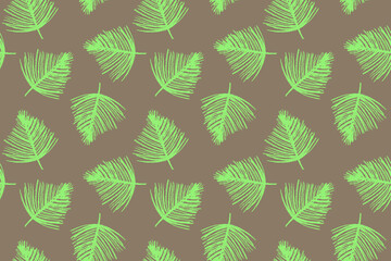 Vector seamless pattern design. Floral graphics concept for tropical spa, beauty studio banner, botanical fabric backdrop, green tropical leaf pattern. Tropical background with palm leaves ornament.