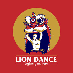 Lion Dance or Barongsai vector illustration symbol