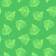Fototapeta na wymiar Vector seamless pattern design. Floral graphics concept for tropical spa, beauty studio banner, botanical fabric backdrop, green tropical leaf pattern. Tropical background with palm leaves ornament.