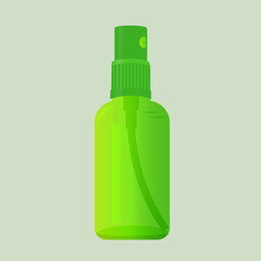 Green sprayer bottle isolated on gray background. Vector illustration.