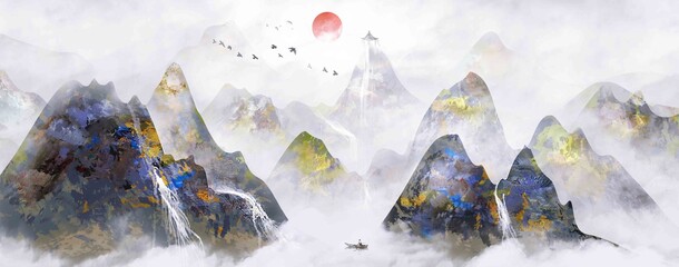 Chinese style new Chinese ink landscape painting