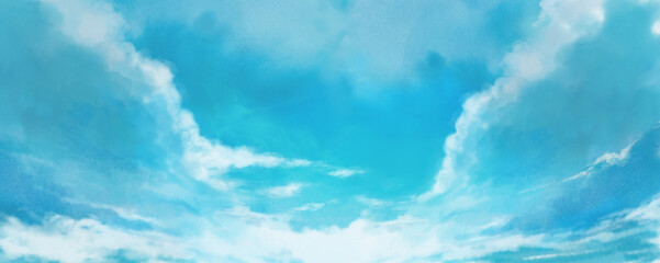 夏空の風景イラスト 青 Wall Mural Wallpaper Murals Gelatin