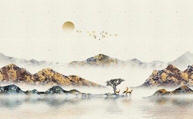 Chinese style new Chinese ink landscape painting