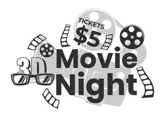 Naklejka premium Movie night, admission and buying tickets vector