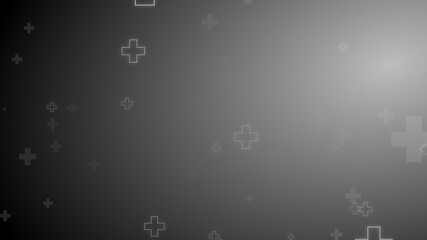 Obraz premium Medical health cross neon light shapes pattern on black background.