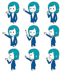 ビジネスウーマン　表情セット