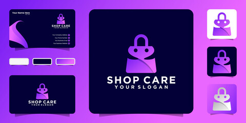 Shop Care Logo design template for retail design template and business card