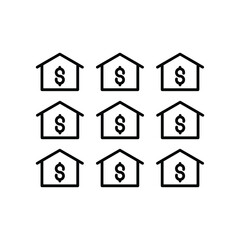 Fototapeta premium nine money house Illustration. modern simple vector icon, flat graphic symbol in trendy flat design style. wallpaper. lockscreen. pattern. frame, background, backdrop, sign, logo.