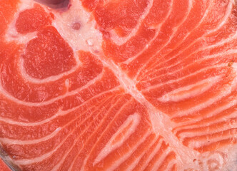 Sliced piece of fish, Steak of red fish on white background