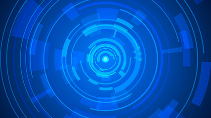 Circle blue technology Hi-tech dark background. Abstract graphic digital future concept design.