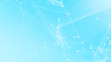 Abstract blue white polygon tech network with connect technology background. Abstract dots and lines texture background. 3d rendering.