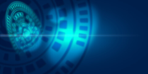 digitally generated image of blue light