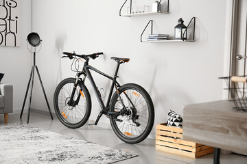 Bicycle in interior of modern room