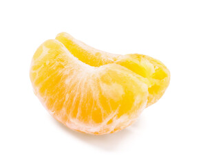 Sweet tangerine segments on white background