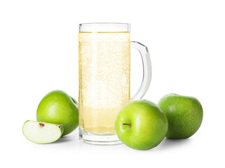 Fototapeta na wymiar Mug of apple cider on white background